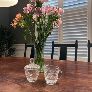 Sugar and cream glass containers excellent condition